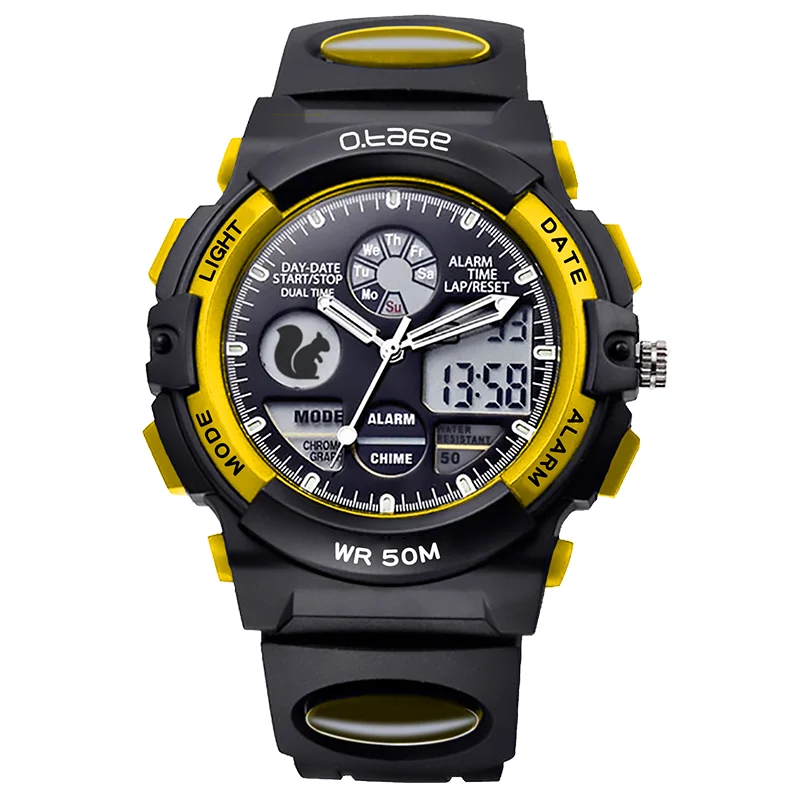 
wholesales christmas children Electronic sport watch for students kids teenagers with LED night light Black 