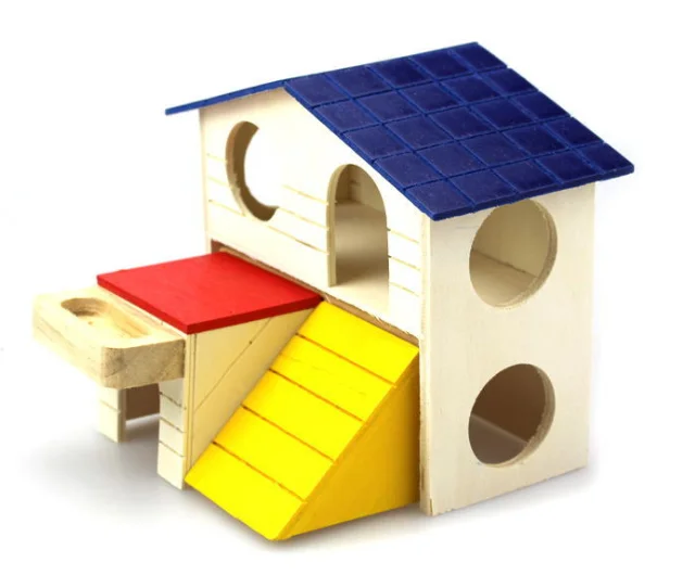 
C&C Pet Small Animal Hideout Hamster House Deluxe Two Layers Wooden Hut Play Toys Chews 