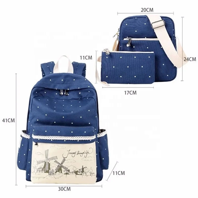Wholesale Stock Design Cheap Canvas Fashion School Backpack Bags Set for Travel School Backpack Bag