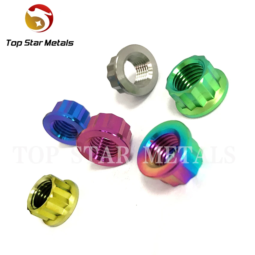 TITST  12PT Titanium Forged Bolts Titanium Bi Hex nut  M8 M10 M12  12 point flange  titanium Nut