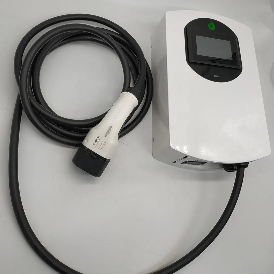 
11KW wall box charging pile with tethered 5m cables,type 2 plug,touching screen and type B RCD for ev charging station,OEM 