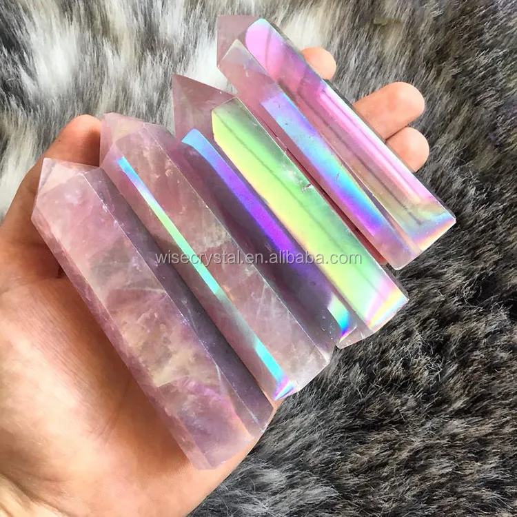 Bismuth Titanium angel aura quartz crystal point healing Colour Plating crystal