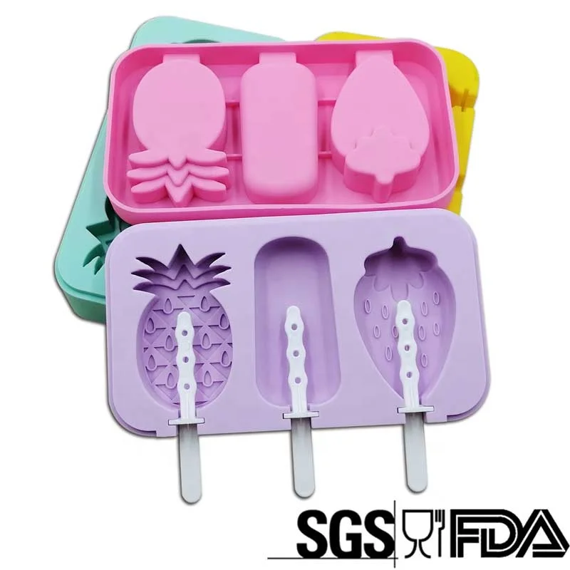 Высококачественные силиконовые формы для мороженого в виде фруктов с крышкой