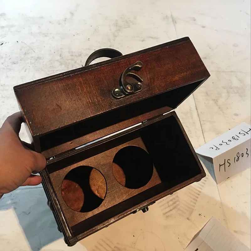 European antique 2 bottle wooden wine box storage gift box