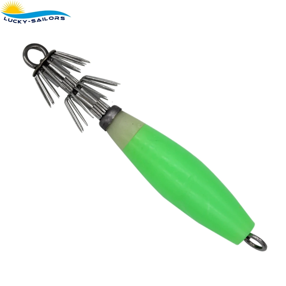 Fishing Fluorescent Squid Cuttlefish Sleeve Jig Fishing Lure Bait Head Hook Luminous Octopus Lure Glow in Dark Fishing hook