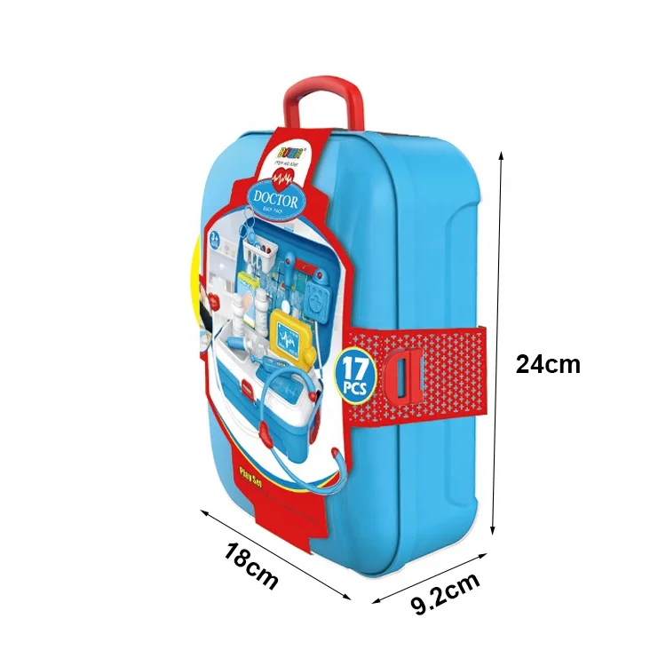 Best selling toys 17 pcs play preschool toy backpack pretend doctor kit for kids