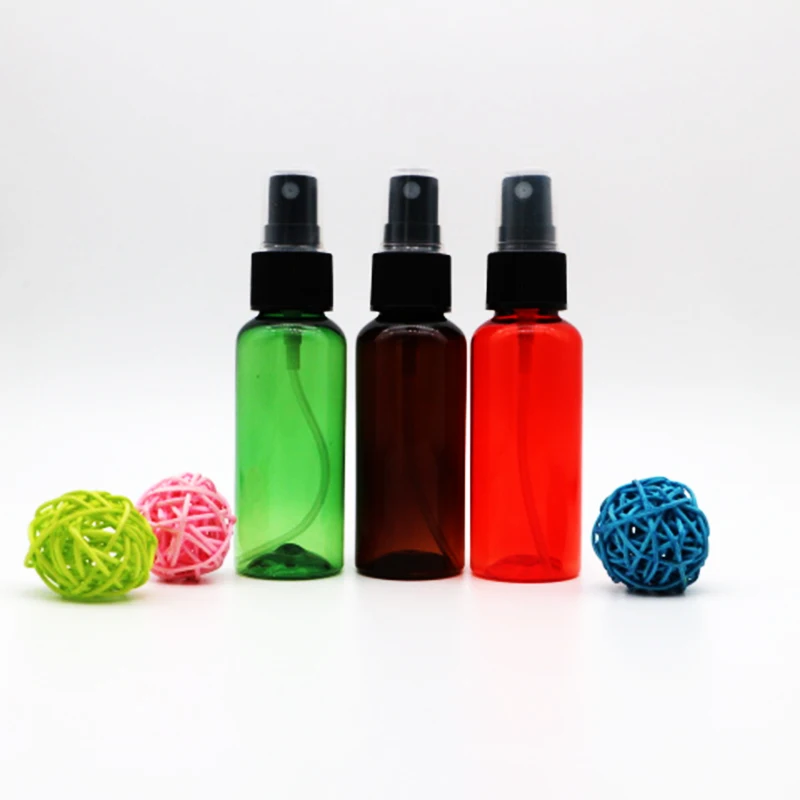 Empty 30ml 1oz 50ml 60ml 100ml 120ml 150ml 180ml round shape clear amber red black green PET plastic facial spray bottle