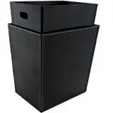 
Classic Leather Trash Cans Waste Paper Basket Storage Bin for Bathroom Kitchen Office and High Class Hotel 