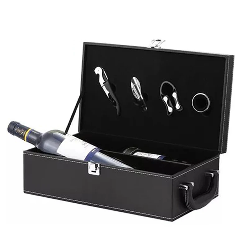 Custom leather wine box PU leather wine gift box  For Double Bottles Wine Case