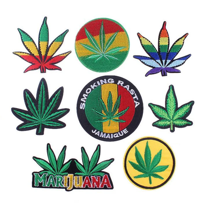 leaf weed embroidery patches sew iron on for clothing