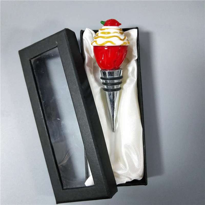 decorative desserts shape murano glass wine bottle stopper