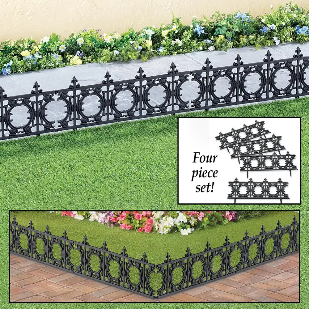Plastic Faux Wrought Iron Garden Fence Border Edging, border panels with a beautiful design and wrought iron styling fences