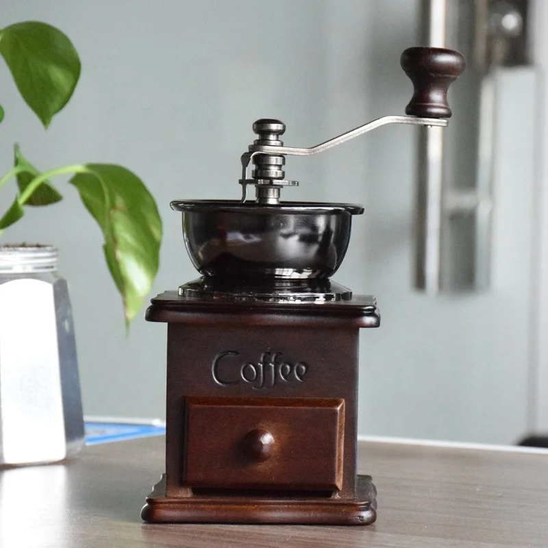 T1000 Kitchen Accessories Wholesale Amazon Coffee Accessories Gift Box Wood Coffee Grinder+ 350ml Glass French Press