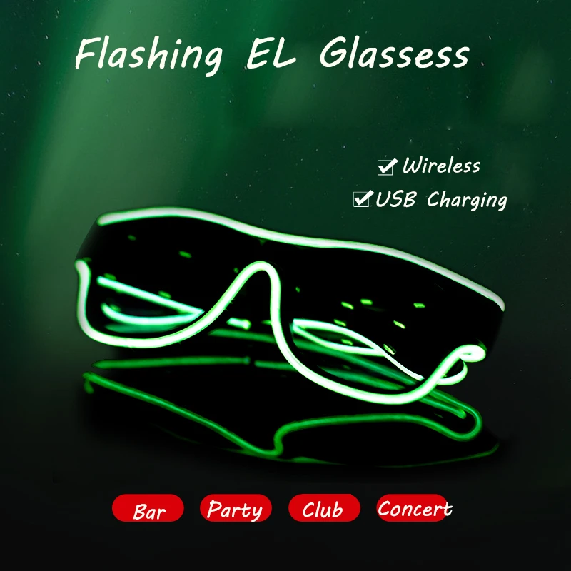 Перезаряжаемые через USB очки El для Amazon, лидер продаж, оптом, светодиодные мигающие очки с литий-ионным аккумулятором