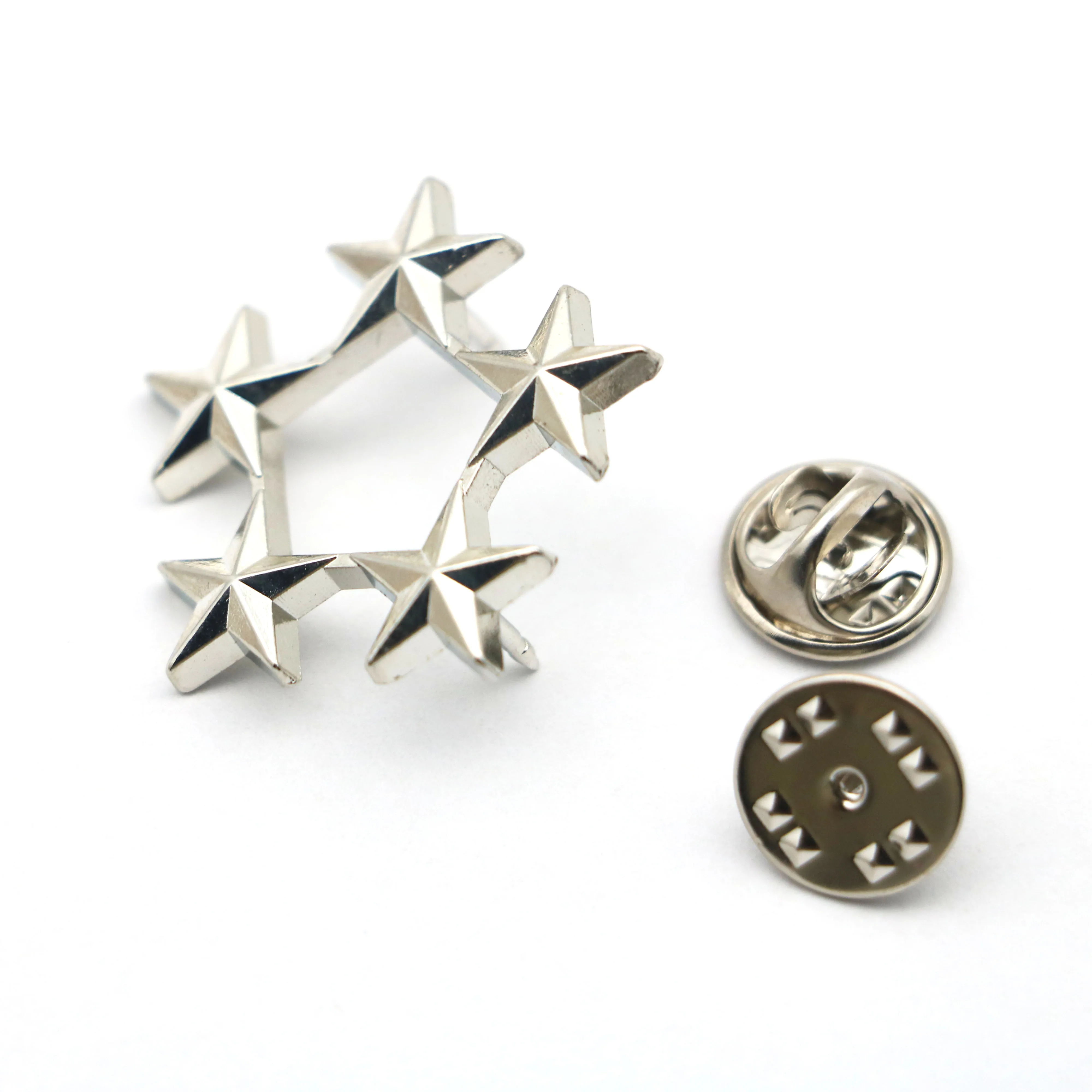 Необычные Пользовательские посеребренные пятиконечная звезда форма лацкан Pin значок