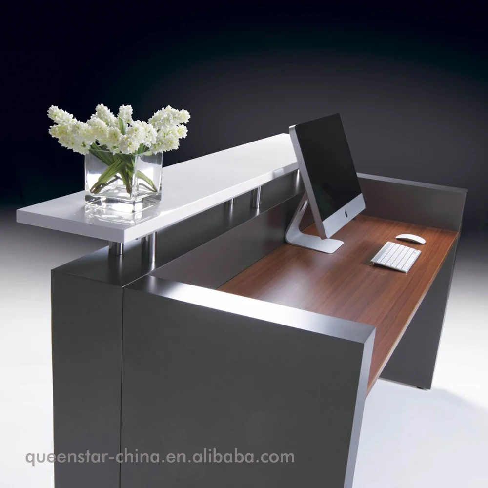 QS-RC01 Modern hotel reception desk white high gloss service desk service desk