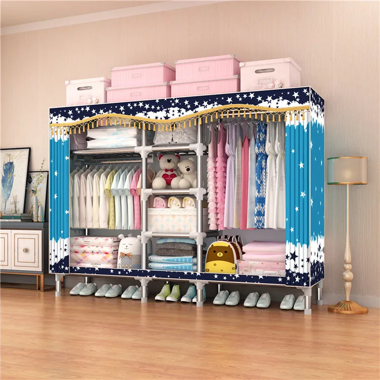 
168*45*168CM size folding fabric plastic wardrobe bedroom closet cabinet steel frame C1703 