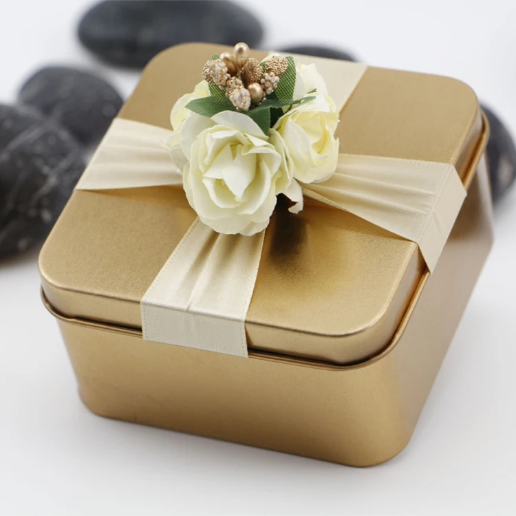 Top Level Cute Cookie Tin Box Square Jewelry Box With Large Storage Space