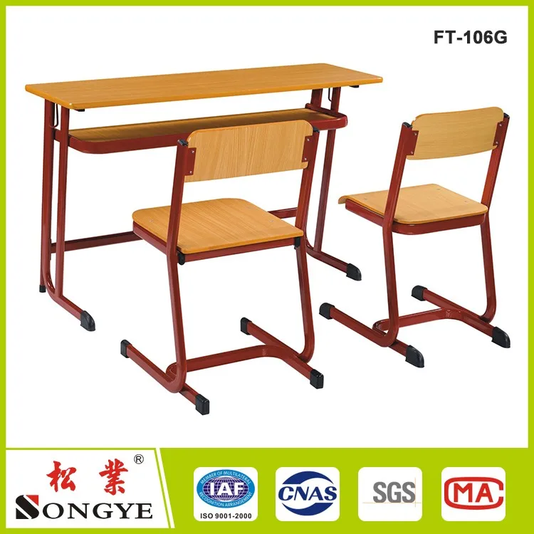 
Durable Stack-able Student Desk And Chair Double Seat School Table and Chair 