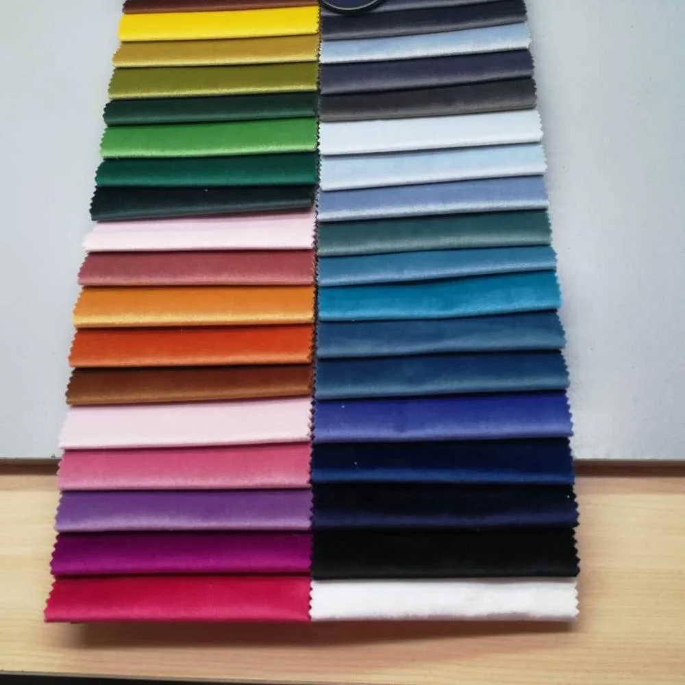 2019 Hot sale cheaper price soft 100% polyester warp knitted plain dyed holland velvet fabrics for sofa