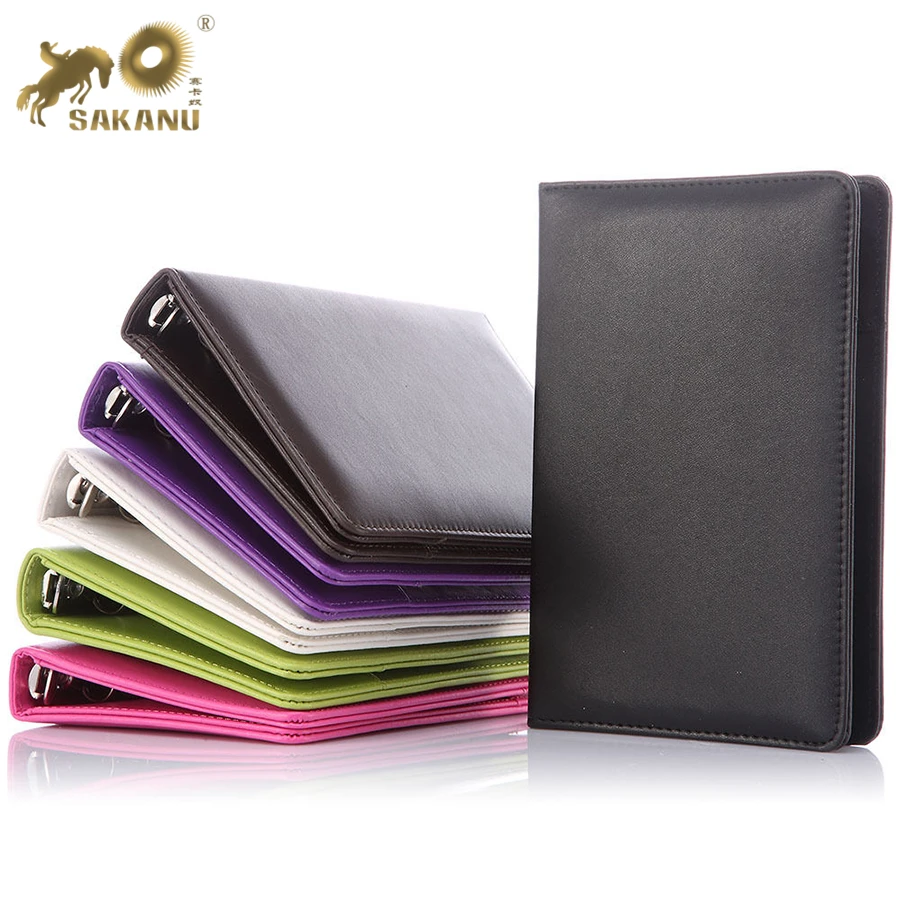 handmade colorful ring binder pu business notebook A5 work diary leather A4