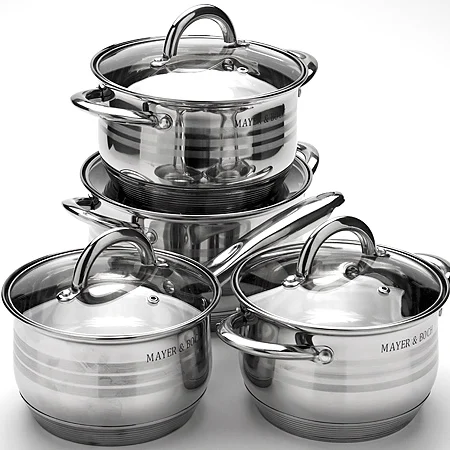 Kitchen accessories stainless steel pots and pans set induction bottom cookware set