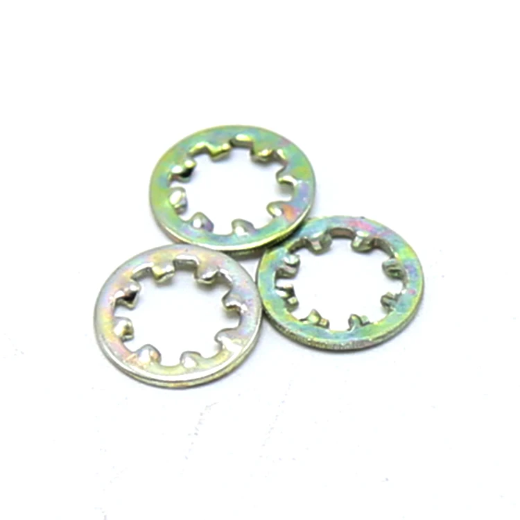 External dome star bearing serrated internal toothed lock washer