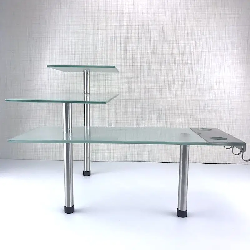 Modern 3-Tier Stainless Steel Kitchen Shelf Organizer for Spice Storage and Tempered Glass Home Storage Organization