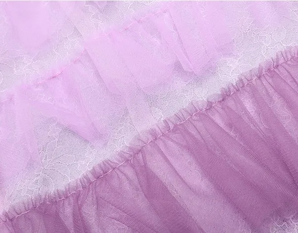 2022 New Fashion Women With Lining Bow Mesh Lace Patchwork Long Skirt Dress Elastic Waist Solid Color Sweet Casual Bubble Skirt