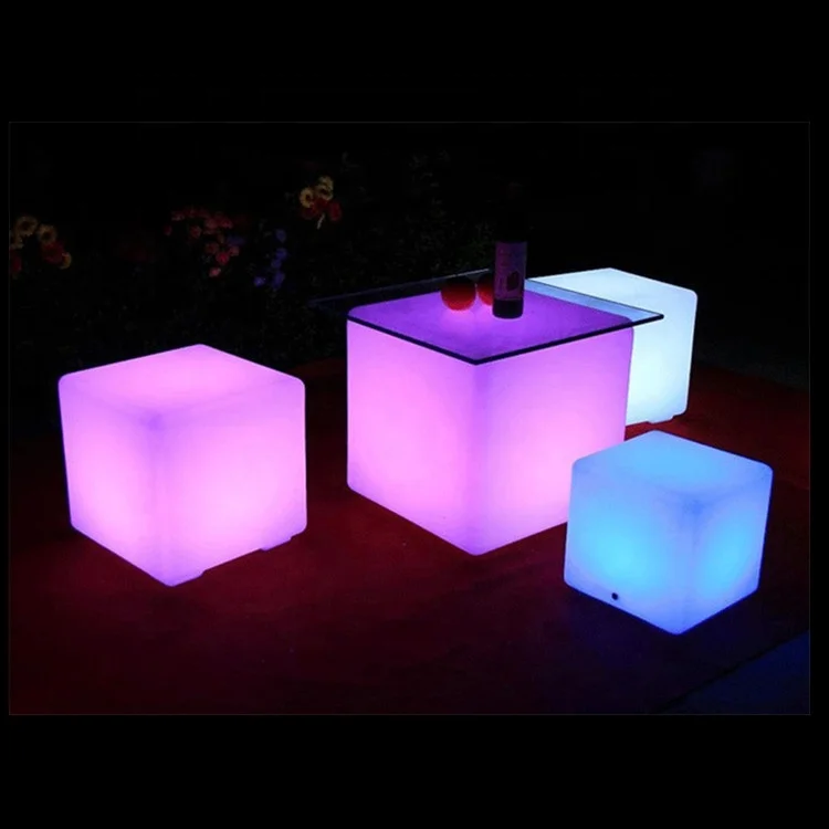 Shenshar LED Lighting Event Bar Furniture LED Cube Seat Party Luminous Outdoor Furniture Cube Stool Table
