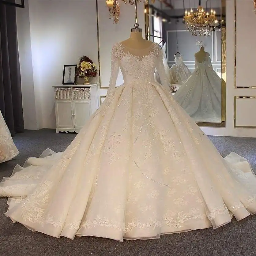 Ball Gown Wedding Dresses 2021 Luxury Bridal Dresses Lace Bridal Gowns Vestido De Novio Custom Muslim Bridal Wedding Dresses