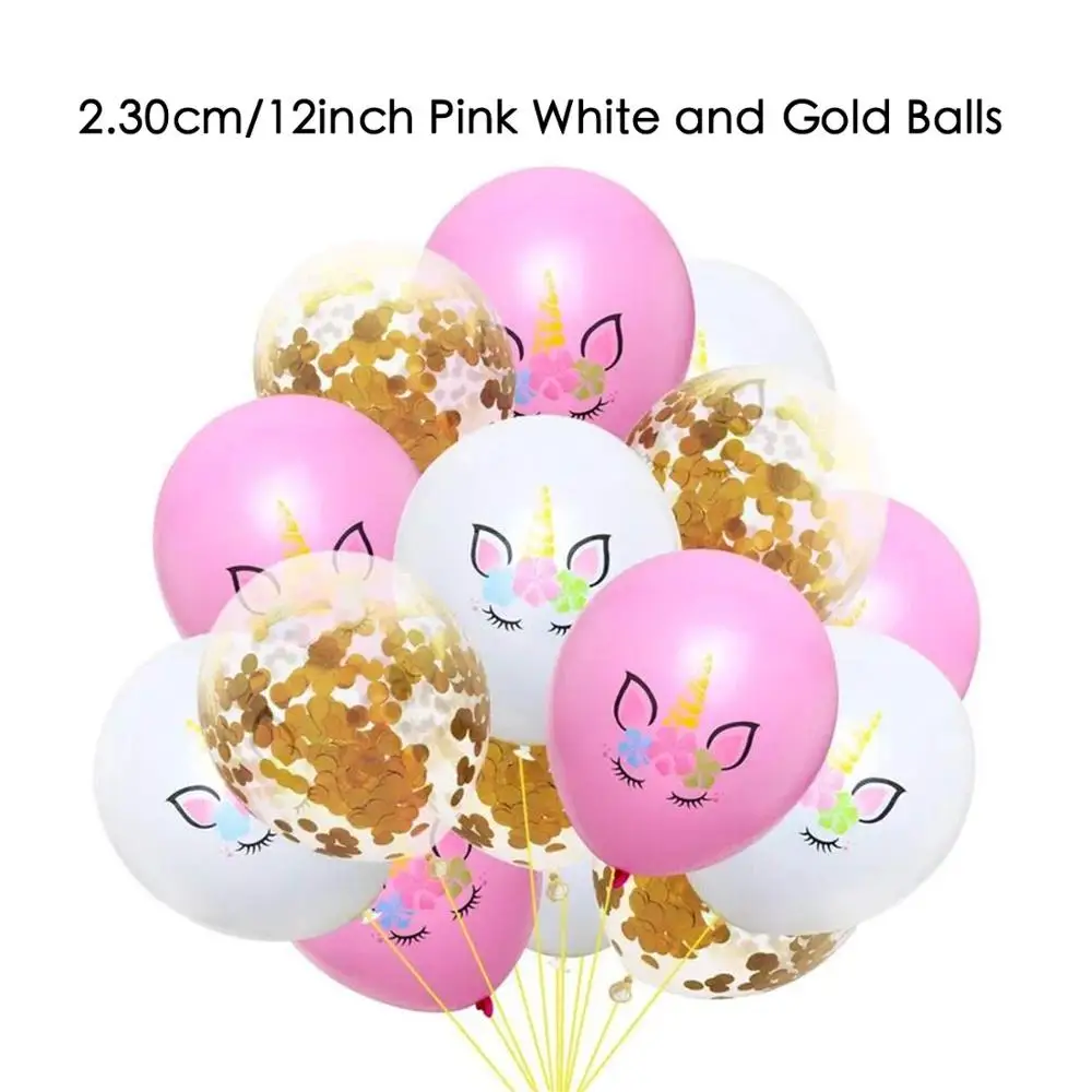 Pink Birthday Decorations Unicorn Party Supplies for Girls Banner Unicorn Cake Topper Unicorn Headband Sash Birthday Balloon