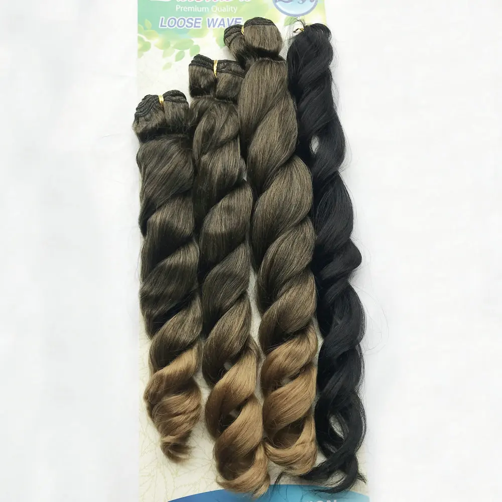 Adorable Wholesale heat resistant synthetic hair weft 4pcs body loose deep wave synthetic hair weaving free braid mixed T1b27