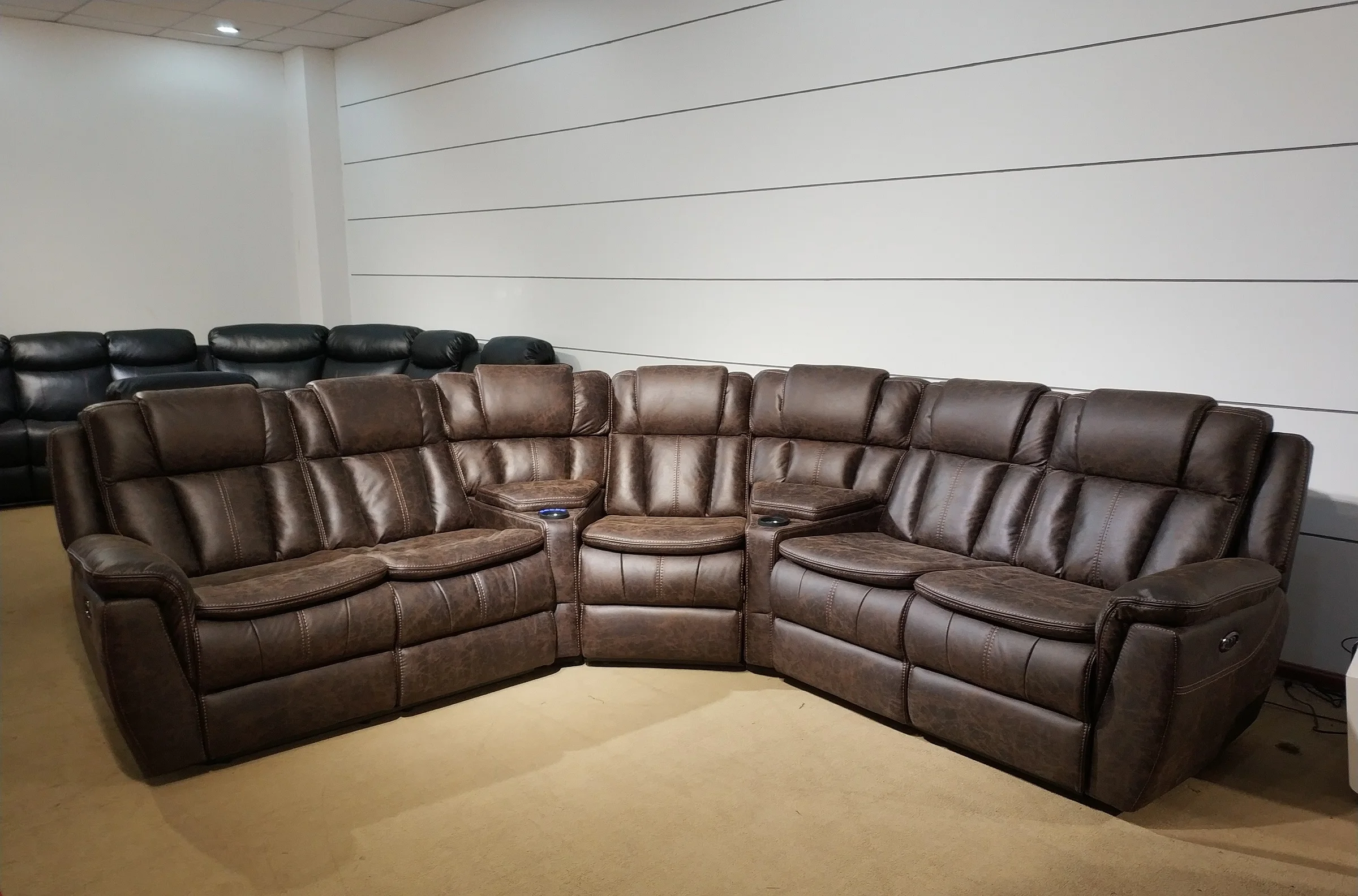 
Wholesale Modern Living Room Furniture Leather Recliner Sectional Sofa 