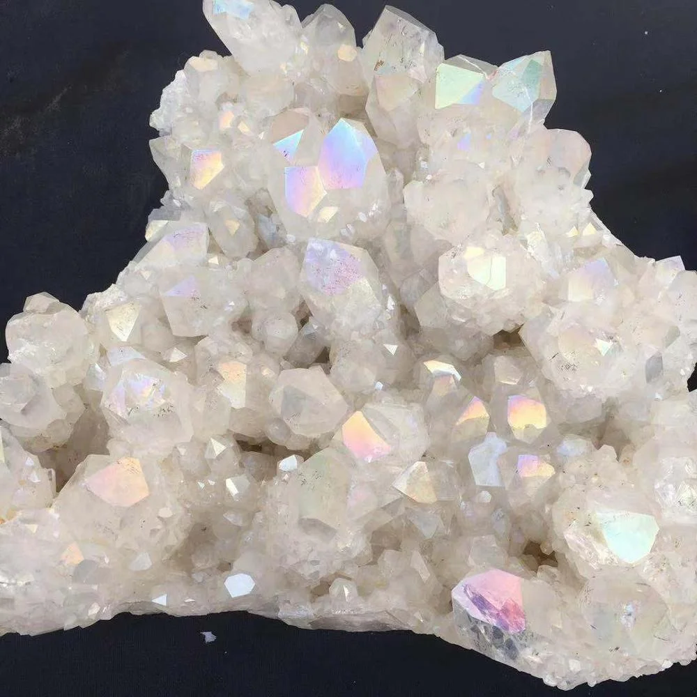 High quality Colourful White Angel Aura Quartz Point Electroplated Crystal Cluster For Decoration