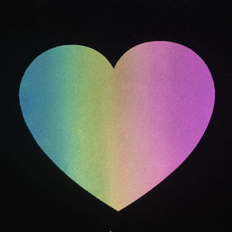 custom rainbow color reflective heat transfer iron on stickers t shirt printing