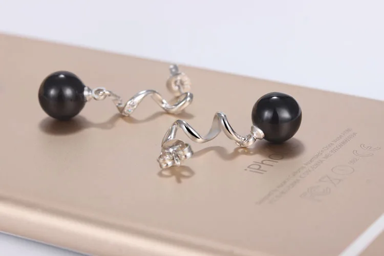 Новый продукт 925 Серебряная спираль Алмазный Серьги-гвоздики роскошный драгоценный камень черный агат кулон серьги-слезки для свадьбы мужчины женщины