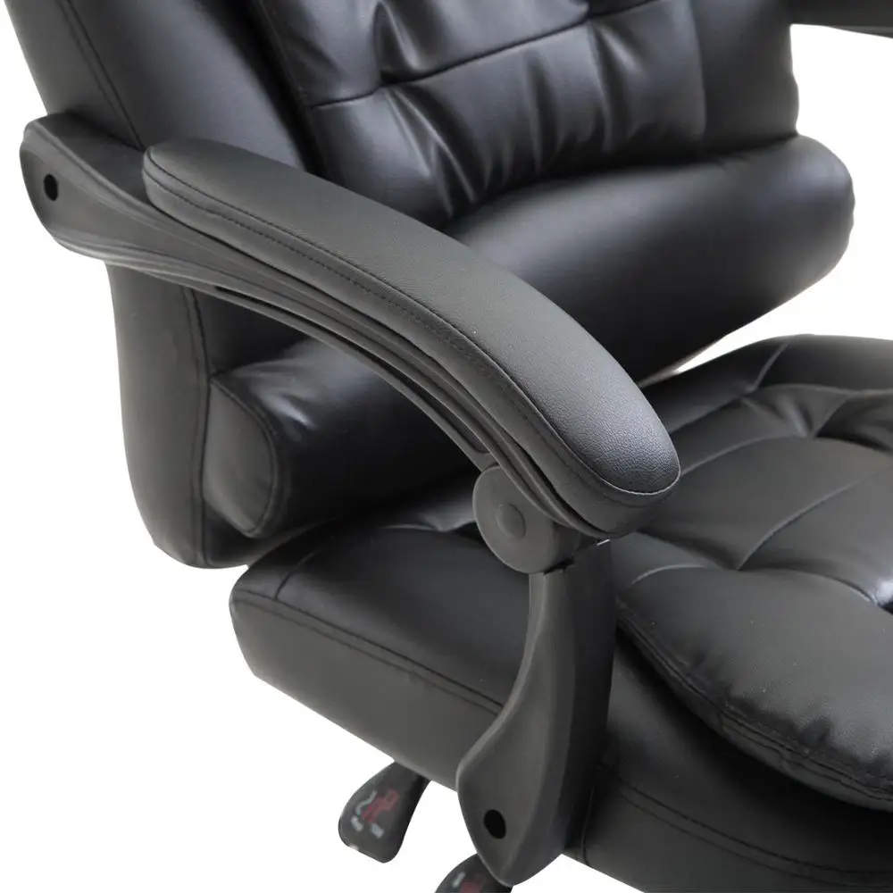 China Reclining PU Leather Executive Home Office Chair with Footrest Black