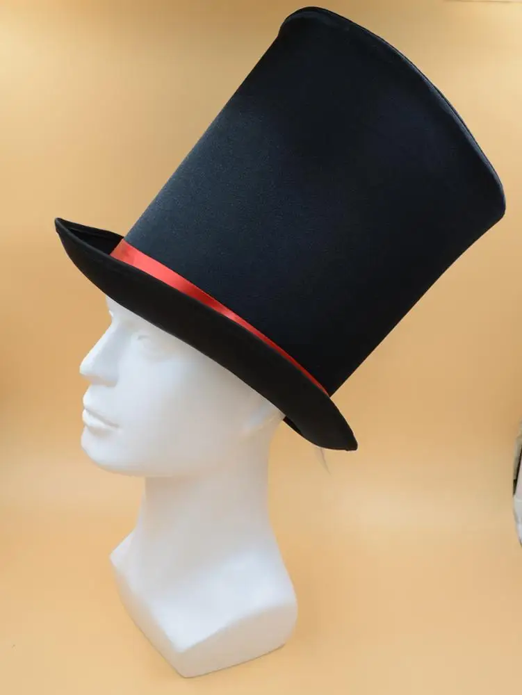 MH-3049 Party Halloween Deluxe Extra Tall Victorian Coachman Silk Satin Black Magician Top Hat