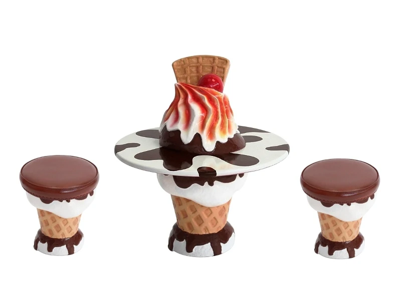 Modern mall decoration fiberglass ice cream dining table resin table three ice cream sculpture for sale NTRS-165LI