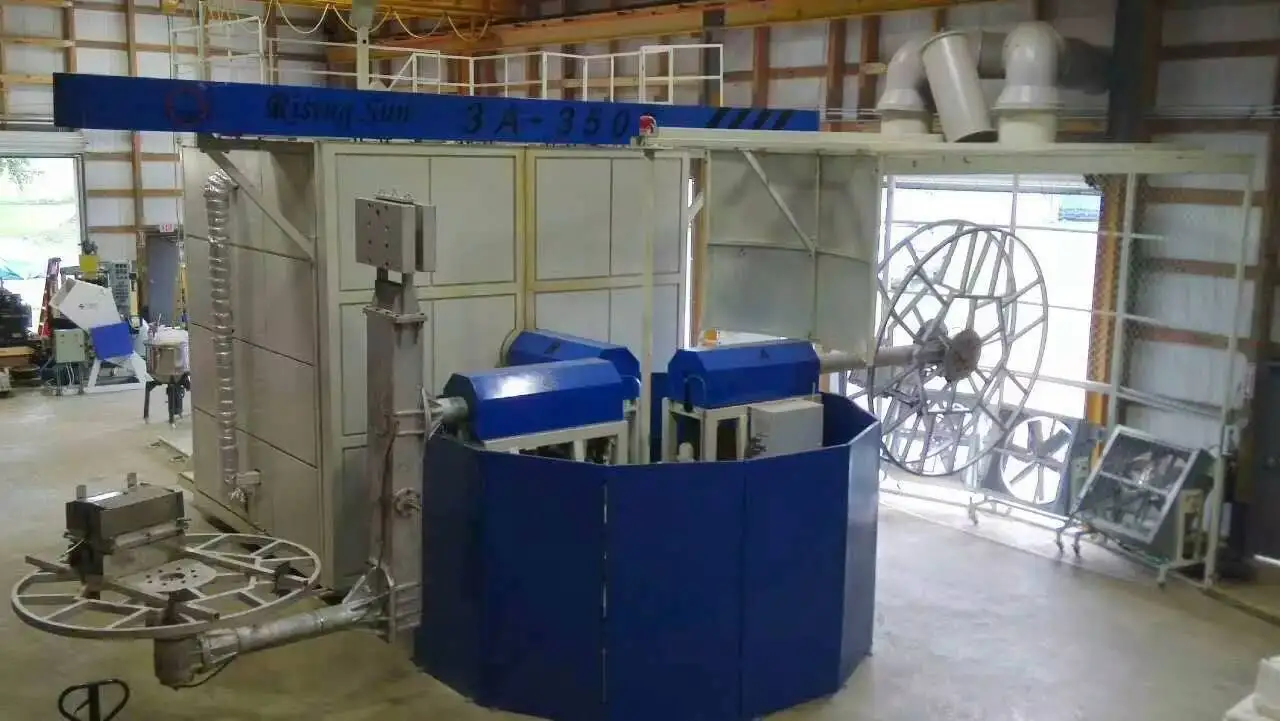 Rising Sun 3.5m oven heating carousel 3 arms 4 working stations plastic rotomolding machines