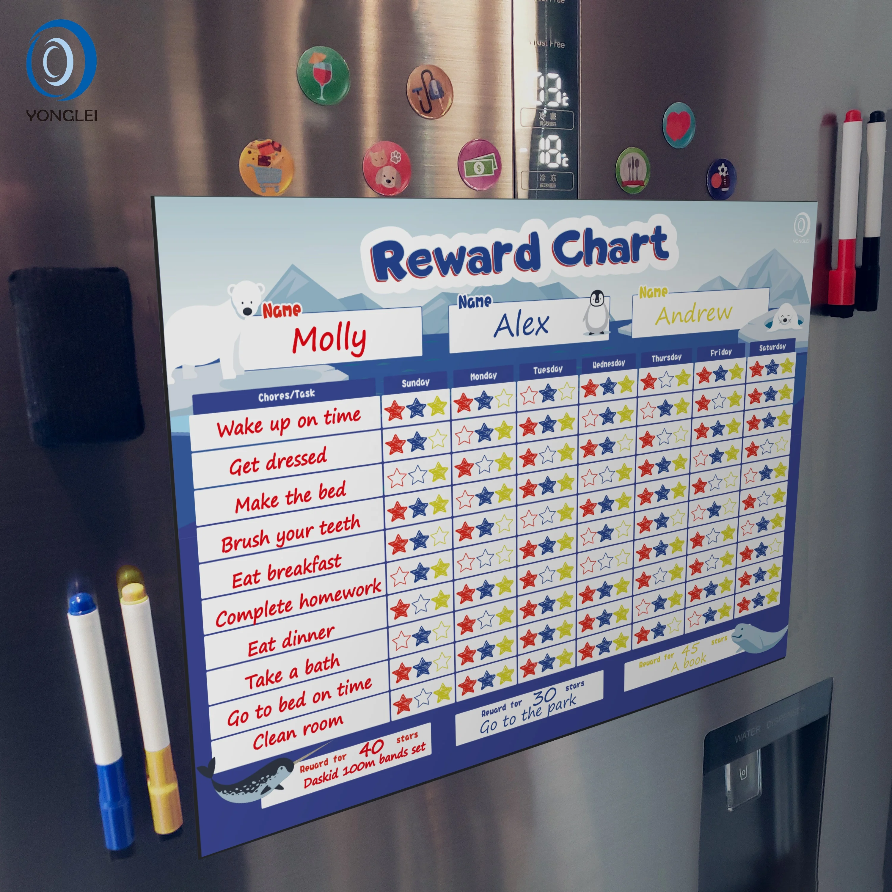 8,5-3A2 сухой стираемый график награждения за горшок в холодильнике Магнитная схема chore для детей