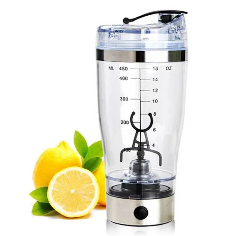 Wholesale Bpa Free Recharge Electric Usb Stainless Steel 450Ml Protein Shaker Bottle With Powder Storage