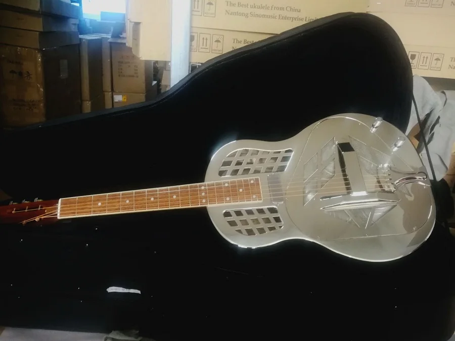 Aiersi Brand Metal Bell Brass Body Bluegrass Electric Tricone Acoustic Resonator Guitar