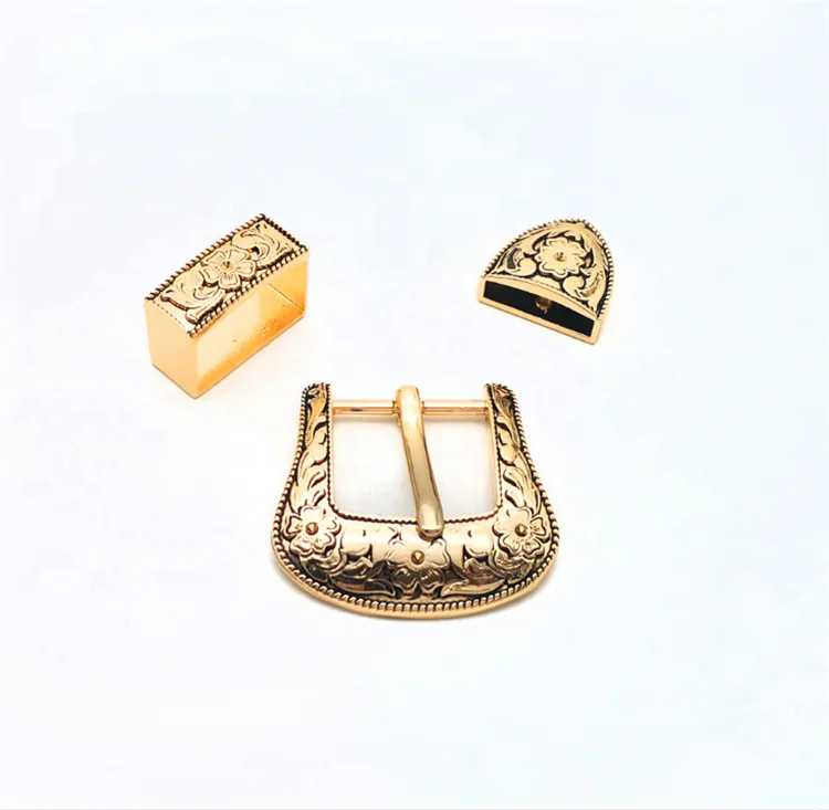 Buckles Factory Manufacturers Wholesale Gold Belt Buckle 3-Piece Metal Men Custom Luxury Logo Belt Buckles for Men