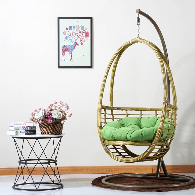 Best selling PE rattan wicker single hanging chair in garden balcony
