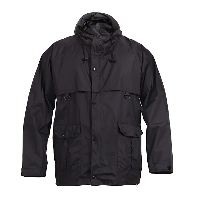 Black Color Hooded Rain Wear Outdoor Rain Suit Motorcycle Raincoat Polyester PVC Rainwear