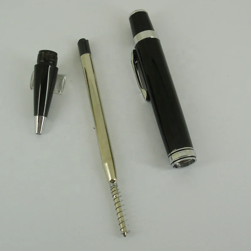 ACMECN Mini Black Lacquer Ball Pen Silver Trim Twist Mechanical Metal Refill Famous Brand MB Style Ballpoint Pen for Unisex Gift