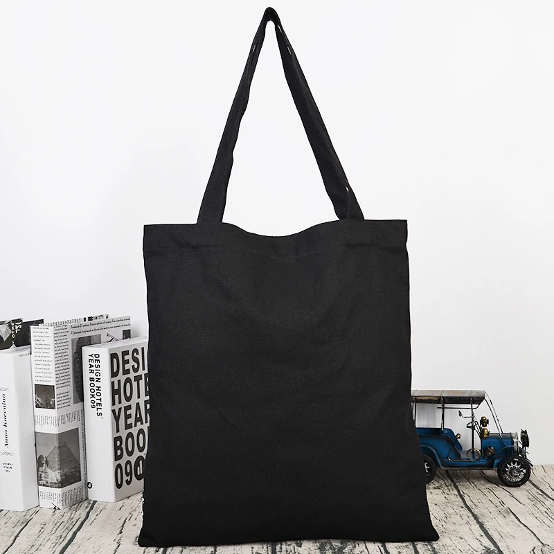 Fair Trade Gift Factory directly sale custom logo size durable black cotton canvas tote bag
