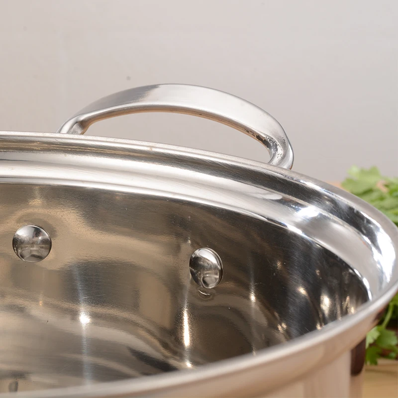 Kitchen cookware stainless steel stock pot with glass lid and two side handle